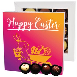 Hallingers Happy Easter L - Pralinen zu Ostern, Ostergeschenke für Osterkörbchen zu Ostern, Pralinen handmade ohne Alkohol (Box) - Ostergeschenke Osterkörbchen Ostereier & als Osterdeko | Glückwunsch