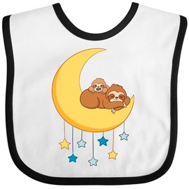 inktastic Sleeping Sloths Baby Bib White and Black 4205a
