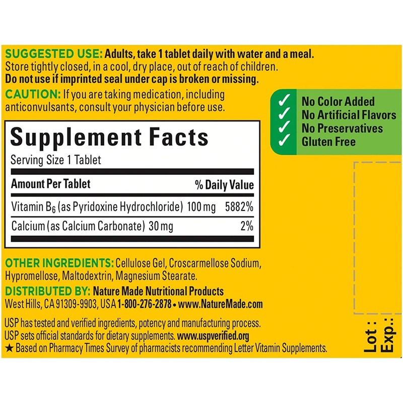 Nm Vitmn B6 100mg Tab Size 100ct