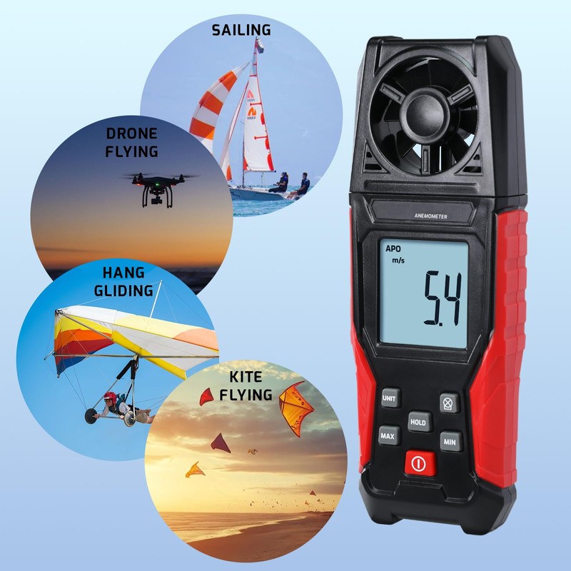 Digital Anemometer Wind Speed Meter (0.3-30 m/s) Air Velocity &