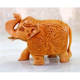 eSplanade Wooden Elephant Sculpture or Showpiece Baby Inside Mother's Tummy Feng Shui Vastu Brings Goodluck Home Decor (Medium)