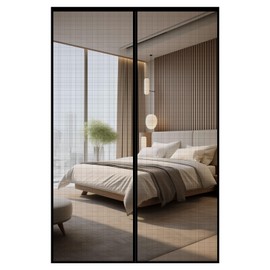 Magnetic Screen Door Mesh - 40" x 82.6" Grey Fiberglass for 38" x 82" Doors, Heavy Duty Self-Sealing, Pet and Kid Friendly