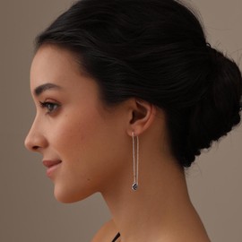 LeCalla Real 925 Sterling Silver Threader Drop Earrings for Women | Lightweight Tassel Chain Long Threader Drop Dangle Earring for Women