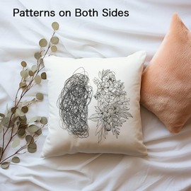 Psychology Brain and Flower Pillow Covers, Anxiety, Trauma and Depression, Therapy Git, Mental Health Pillow, Psychologist Office Decor, Counseling Gift (16x16 inches Without Insert)