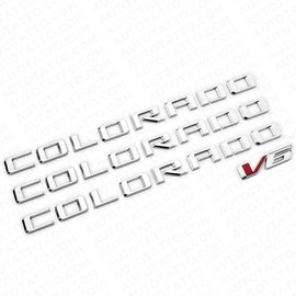 4Pc 2015-2022 Colorado V6 Body Fender Tailgate Side Emblems 3D Badge Logo Truck Nameplate Sticker Letter 85594766 Replacement for Colorado (Chrome)