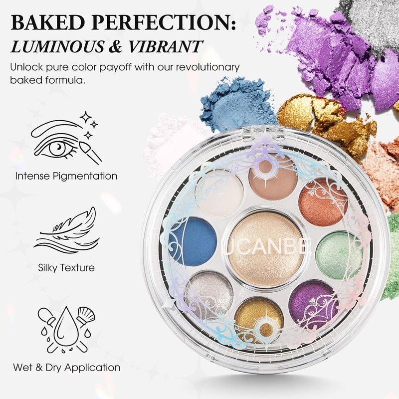 UCANBE 03 Enchanted Gemstone Baked Eye Shadow & Highlight Palette,