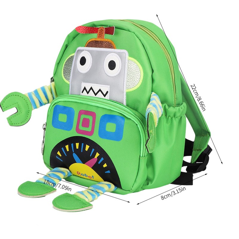 Cartoon Robot Pattern Kids Anti lost Backpack Schoolbag with Safety