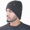 Funky Junque Cable Knit Fleece Lined Beanie - Charcoal