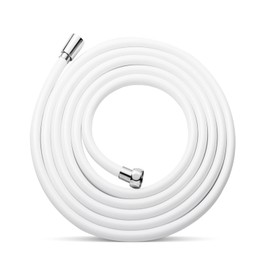 OFFO Ultra-Flex Shower Hose, 100 in Premium RV PVC Handheld Shower Head Hose Flex Hoses Extension with Brass Insert and Nut for Bathing Pet Bathing, Smooth White