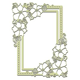 Juliyeh Flower Frame Metal Cutting Die for Card Making, Laced Rectangle Frame Metal Die Cuts Metal Embossing Lace Cutting Dies Stencils Scrapbooking Lace Flower Border Dies Cuts, silver