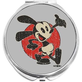 NewCharms Vintage Oswald Smiling Walking Compact with Mirrors - Perfect Pocket and Purse Size Folding Mirror for Applying Make Up Anywhere
