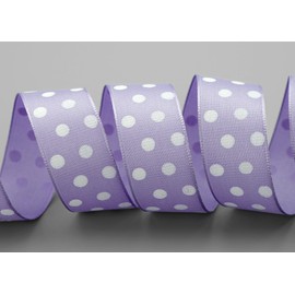 20 m x 25 mm Taffeta Ribbon Single Sided Printed with Dots Lilac Lavender Dimensionally Stable with Wired Edge Decorative Ribbon Gift Ribbon Easter Spring Children Polka Dots Happy
