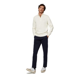 Polo Club Men's Basic Pullover Beige with Zip - 100% Cotton Pullover Zip Long Sleeve Sweat