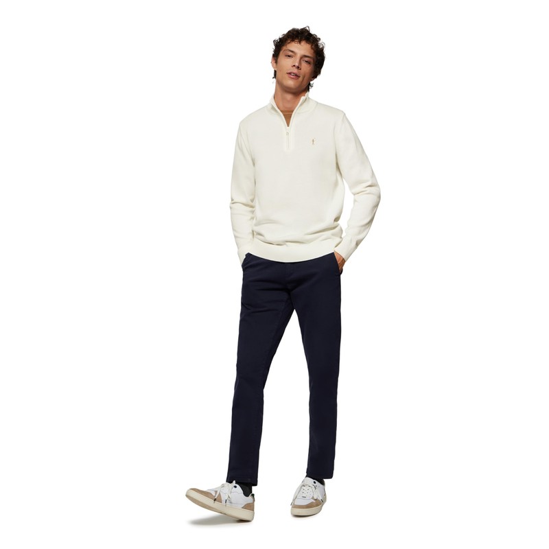 Polo Club Men's Basic Pullover Beige with Zip - 100%