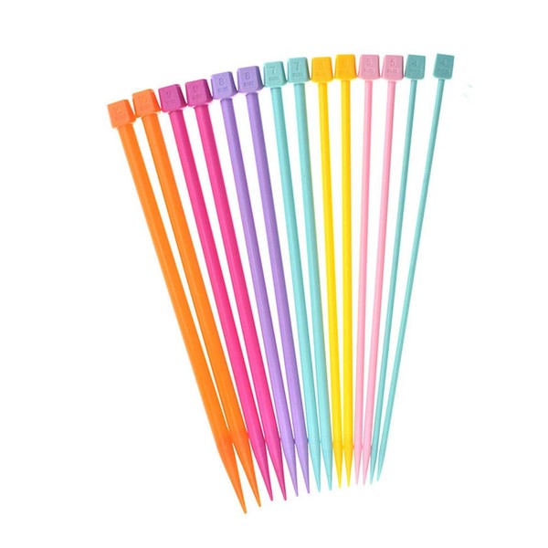 14 PCS Knitting Needles Plastic Straight Single Pointed Knitting Needles