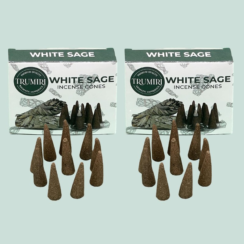 White Sage Incense Cones - Total 20 Cone Incense -