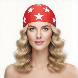 YEPDEEK American Flag Bandana, Star Print Headband, Red and White, Independence Day Costume Accessory (Red)