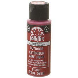 FolkArt Outdoor Acrylic Paint in Assorted Colors (2 Ounce), 1614 Engine Red