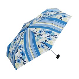 World Party 5262-262 Rain Umbrella Orchard Stripe Mini Blue 19.7 inches (50 cm), Rain or Shine, Folding