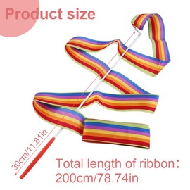 ZAMXHUG Rainbow Decoration - 5 Pieces Rainbow Gymnastics Band Dance Band Swing Band with Rod Children Girls Carnival Circus Toy for Children Outdoor Gifts Children's Birthday Party Bags