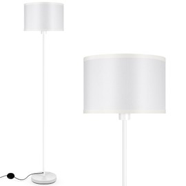 AUQUEE Floor Lamps for Living Room, Modern White Standing Lamp with White Lamp Shades, Foot Switch, Simple Pole Lamps Tall Lamp for Bedroom,Office/Living Room/Nightstand, Reading Floor Lamp
