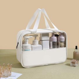 Makeup Bag,Professional Makeup Bag | Zipper Organizer Portable Waterproof Toiletry Holder Pouches Clear Window Tote for Girls Jewelry Bathroom Packing Train Shower Car Vanity