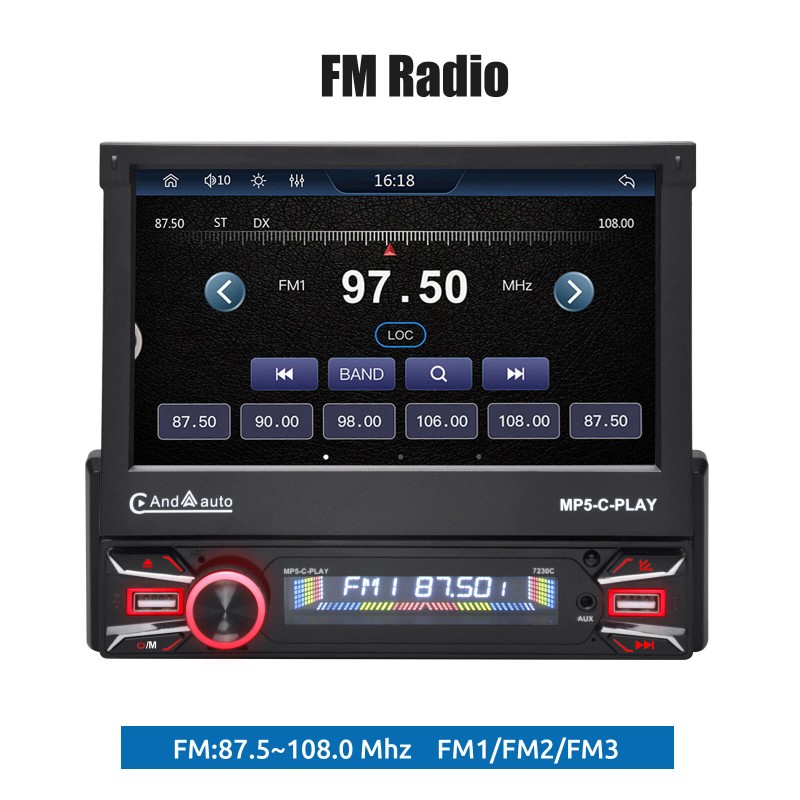 ESSGOO 7" Single 1 DIN Car Radio Stereo Apple Carplay