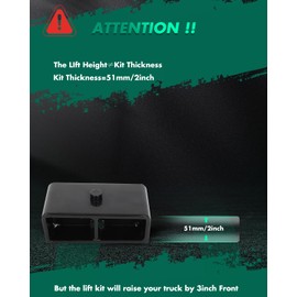 SCITOO 2" Rear Leveling lift kits Fit for Dodge for Ram 1500 2002-2008-Lifting Height is not Equal to Actual Thickness
