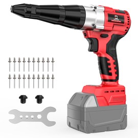 Cordless Pop Rivet Gun Kit for Milwaukee 18V: Brushless Electric Riveters Gun Tool with 3-Size Steel Rivets(1/8"-5/32"-3/16") LED Light & Nose Piece for M18 Battery(Bare Only)