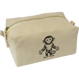 'Happy Baby Monkey' Canvas Wash Bag/Makeup Case (CS00042234)
