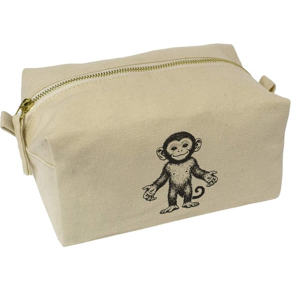 'Happy Baby Monkey' Canvas Wash Bag/Makeup Case (CS00042234)