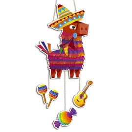 Putuo Decor Cinco de Mayo Wood Door Sign Fiesta Hanging Welcome Wood Sign Mexican Donkey Hanging Wooden Plaque Cinco de Mayo Wood Sign Plaque Mexico Maracas Guitar Hanging Wall Wooden Sign