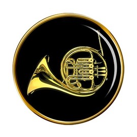 Giftshop UK French Horn Pin Badge, Metal