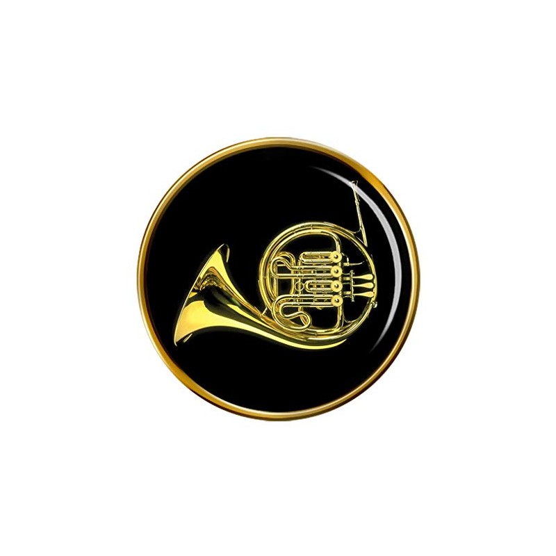 Giftshop UK French Horn Pin Badge, Metal