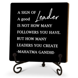 Home Office Decor, Good Leader Sign, Office Desk Accessories, Inspirational Gift for Boss Leader Colleagues Teacher, Funny Wooden Sign for Home Office Decoration Shelf-A31