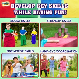 Outdoor Games Play Equipment for Kids Family Garden Toys Sports Day Kit Egg and Spoon Race Ring Toss Sack Race Bean Bags Snakes and Ladders (Sports Day Kit)