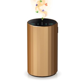 Waterless Essential Oil Diffuser Aromatherapy Scent Diffusers for Home Large Room, Bedroom, Car, Office, Desk, Battery Operated Mini Portable Air Freshener, 3 Countdown Timers & 3 Mist Levels, Gold