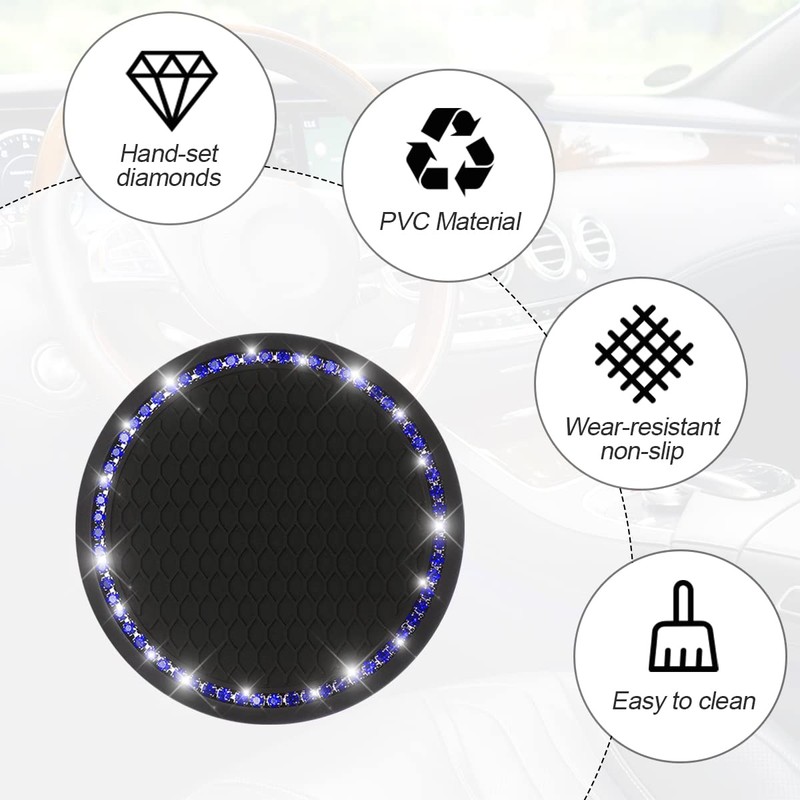 2 Pack Car Bling Cup Holder Coaster, 2.75 Inch Crystal