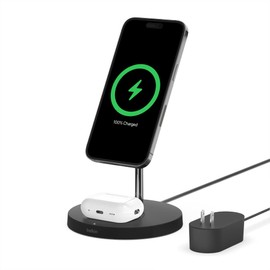 Belkin WIZ010ttBK BOOST CHARGE PRO Soporte de Carga Inalámbrica 2 en 1 con MagSafe, Negro                                                             