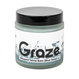 Whipped Tallow Balm Moisturizer - 100% Grass Fed Tallow for Face + Body Skincare - 4 fl oz - Made in USA (Blue Tansy)