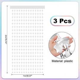 PATIKIL 3 Pack Party Backdrop Decoration, 1mx2m Star Tinsel Streamer Foil Fringe Curtain Streamers for Parties Backdrop Decoration Christmas Wedding Birthday Photo Booth,Silver