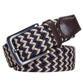 AGEA Cinturón de cintura trenzado elástico para hombres y mujeres, Caqui Azul Oscuro, Waist 32"-35"