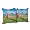 Lunarable Highland Cow Throw Pillow Cushion Cover Pack of 2,
