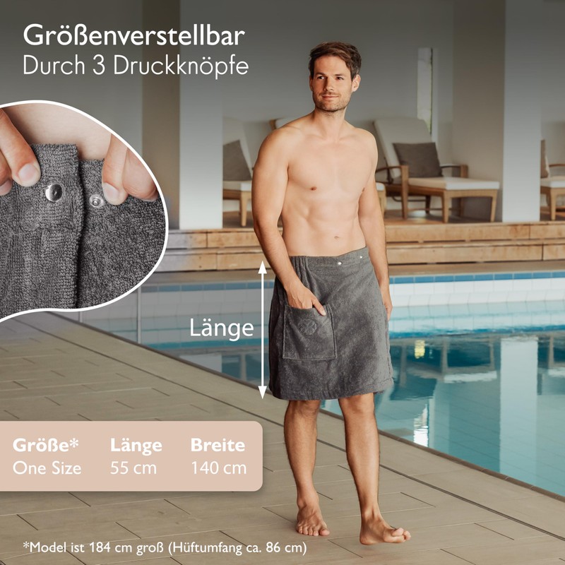 Liebenstein® Men's Premium Sauna Kilt with Buttons - Made of