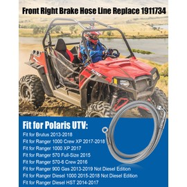 Front Right Brake Hose Line Compatible with Polaris Brutus 2013-2018 Ranger 1000 Crew XP 2017-2018 Ranger 570 Full Size 2015, Replace 1911734