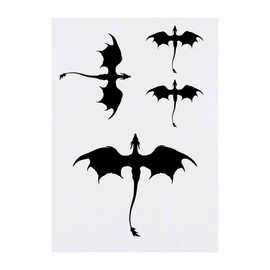 Azeeda 4 x 'Fliegende Drachensilhouette' Temporäre Tattoos - Wasserfest, Hautfreundlich & Ungiftig · Transfers in Verschiedenen Größen (TO00074950)
