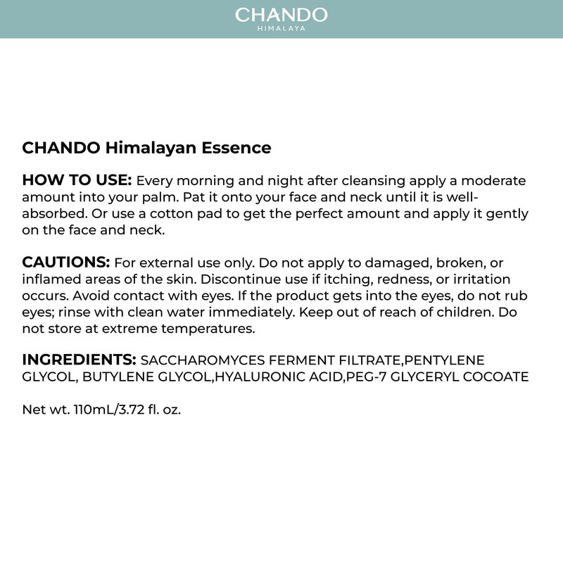 CHANDO Himalaya Himalayan Essence (110ml/3.72oz) - Skin Collagen Recovery Hydrating