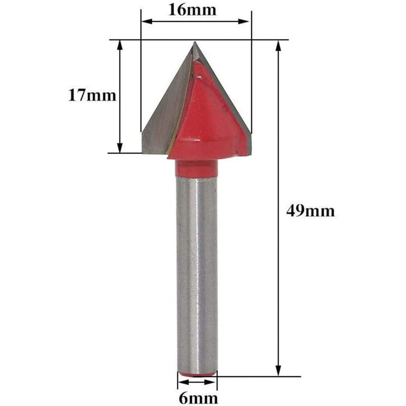 6 mm Shank V-Groove Milling Cutter Bit Cutting Diameter 22