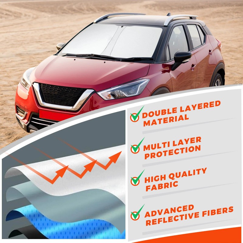 JJMY For Nissan Kicks 2018-2025 Front Windshield Sun Shade UV