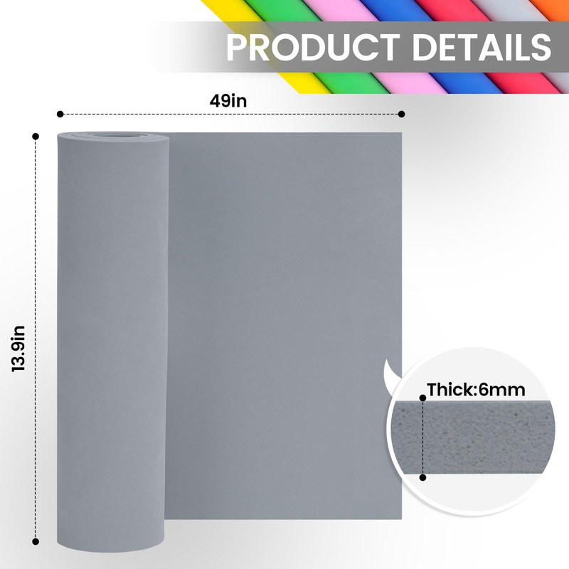 Do²ping Grigio Eva Foam Cosplay, 6mm Gomma Eva Fogl, 35.5x124.5cm
